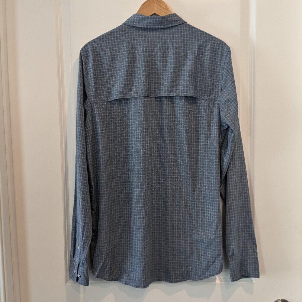 PrAna Shirt Men's Size ST Blue Gingham Garvan Button-up Vented Long Sleeve Shirt - Picture 8 of 15
